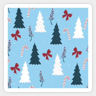 Christmas print with trees in turquoise colors. Sticker